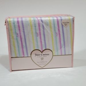 Juicy Couture Rainbow Stripes Twin Sheet Set